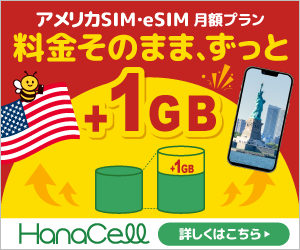 アメリカのSIM・eSIM 月額プラン 料金そのまま、ずっと1GB増量